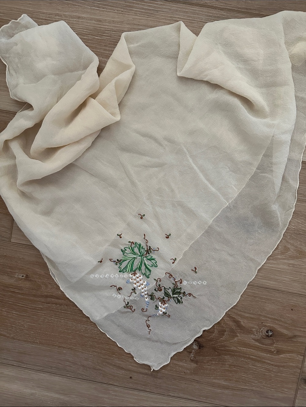 Vintage 50s Grape Embroidered Scarf